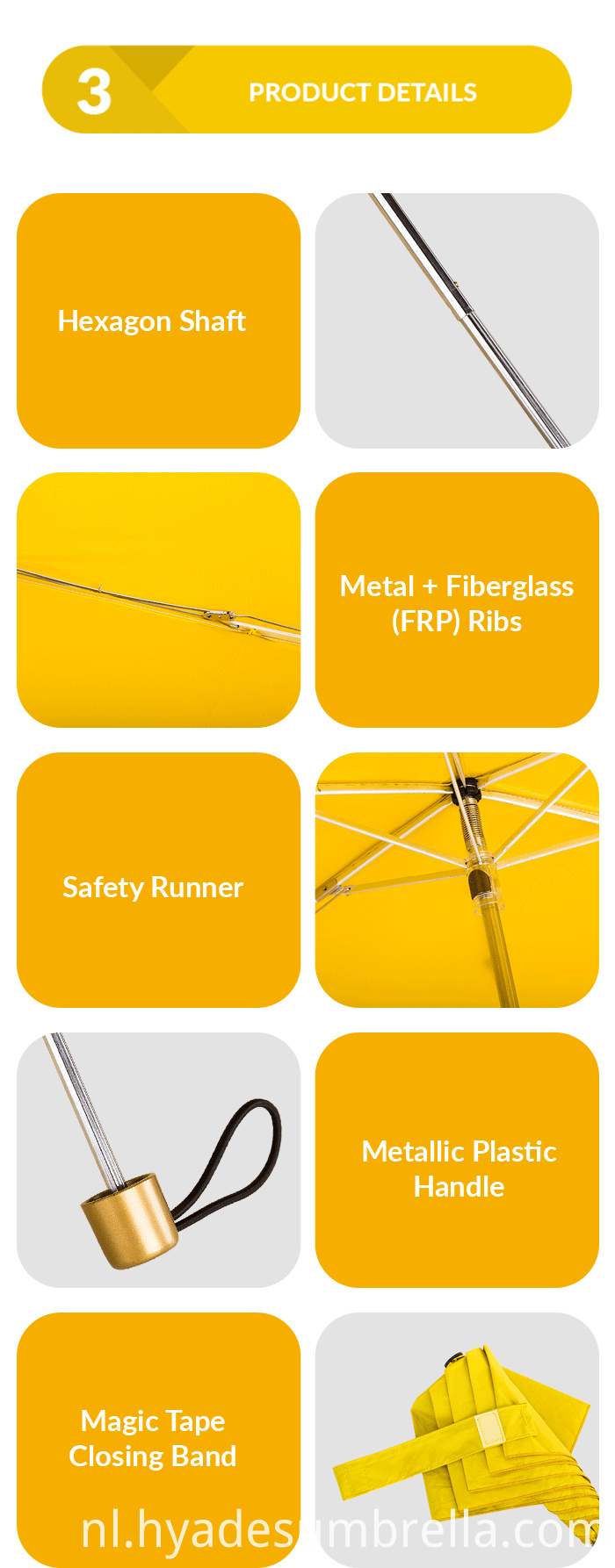 3 Doorzichtige paraplu 3 Section Folding Umbrella
